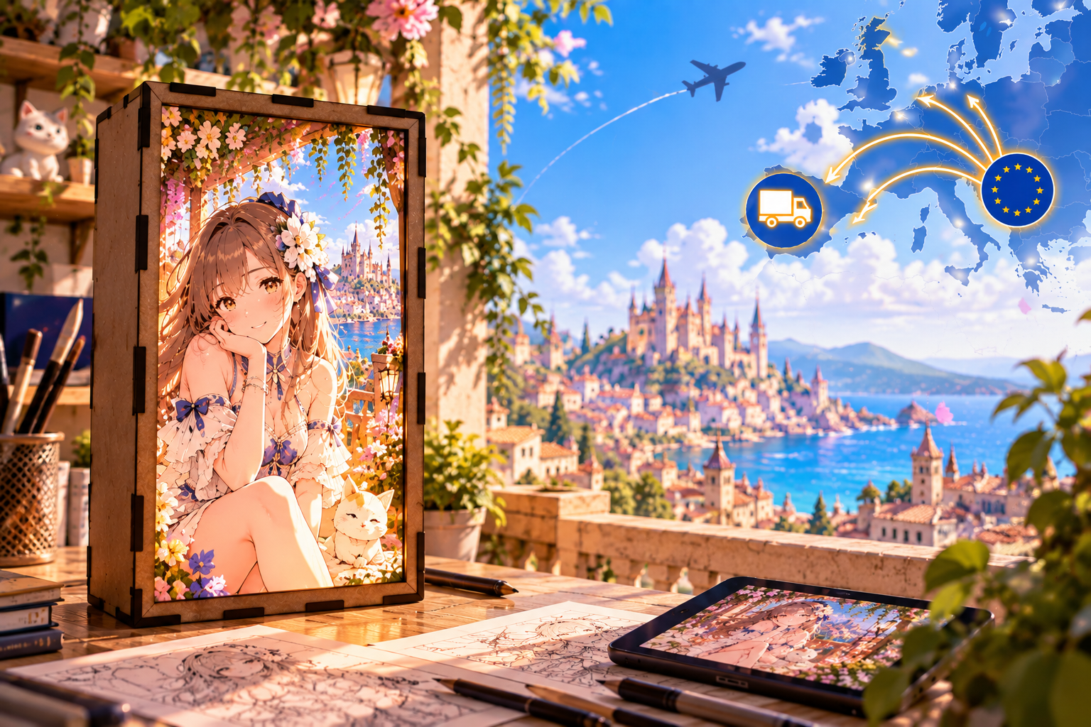 Custom AnimeWaifu lamp with European Union shipping