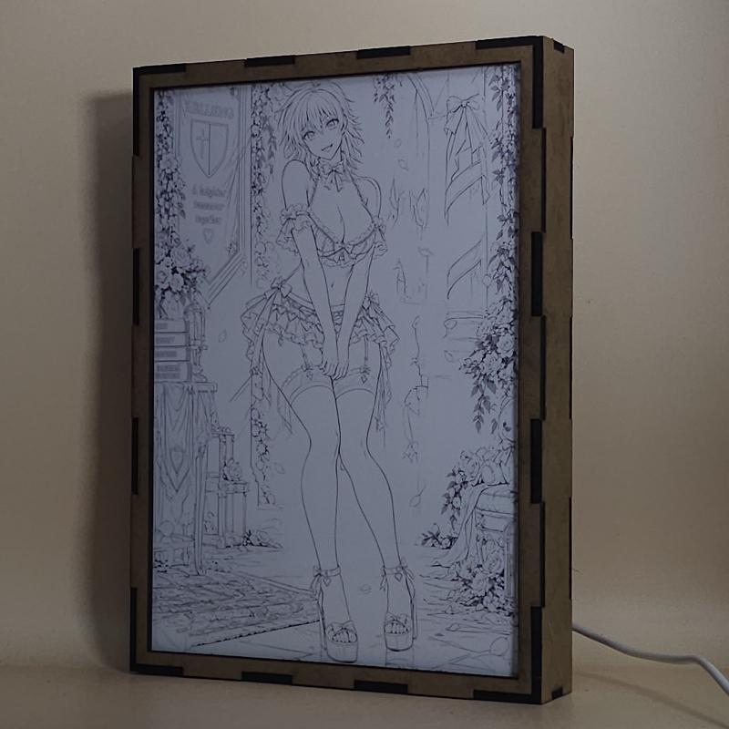 Lámpara LED Seras Victoria Hellsing - Jardín de rosas - lámpara encendida