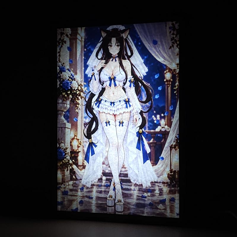Lámpara LED Kuroka High School DxD - Noche de rosas azules - lámpara encendida