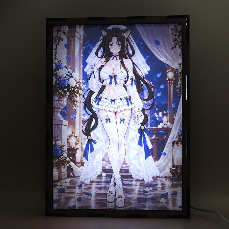 Lámpara LED Kuroka High School DxD - Noche de rosas azules - lámpara encendida con luz ambiente