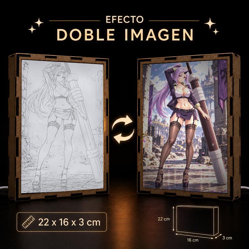 Lámpara LED Shion - Ruinas, gran espada y pétalos violetas - producto AnimeWaifu