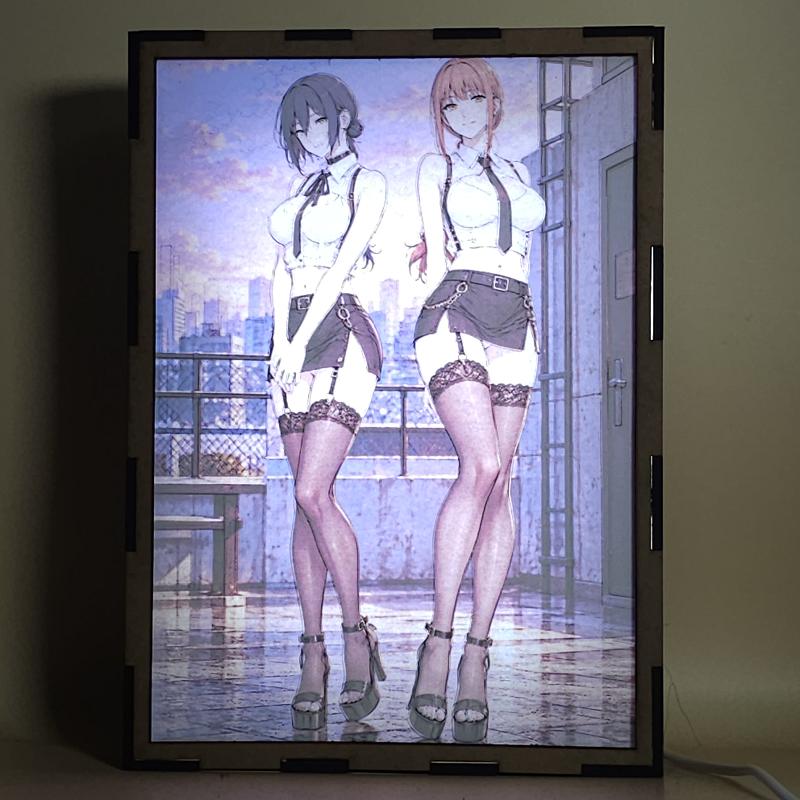 Lámpara LED Makima & Reze Chainsaw Man Azotea - lámpara encendida con luz ambiente