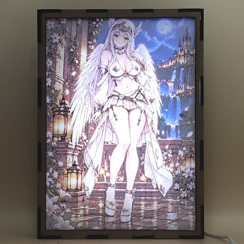 Lámpara LED Kaori Shirasaki Apostle - Jardín nocturno y castillo iluminado - lámpara encendida con luz ambiente