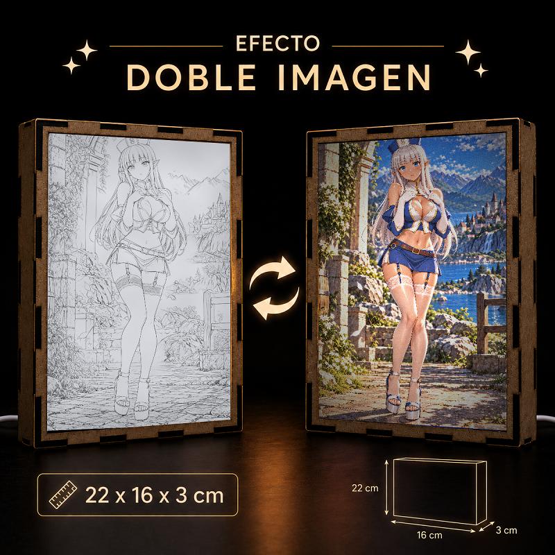 Lámpara LED Karla - Paisaje de montaña, lago y castillo - producto AnimeWaifu