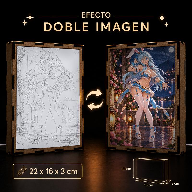 Lámpara LED Shea Haulia - Terraza floral con luna y castillo iluminado - producto AnimeWaifu
