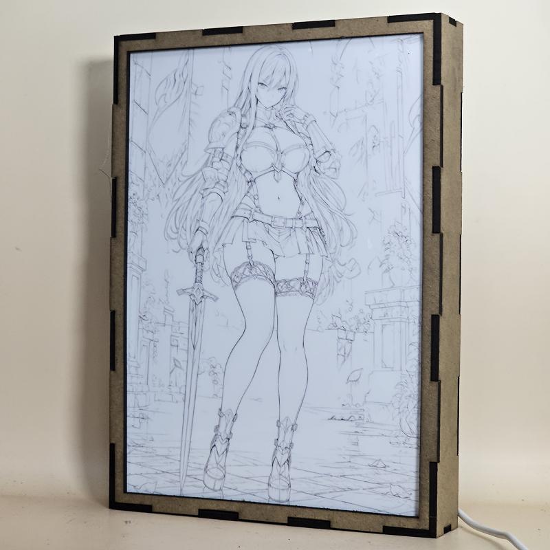 Lámpara LED Erza Scarlet Fairy Tail Armadura y Castillo - lámpara apagada