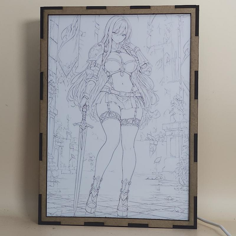 Lámpara LED Erza Scarlet Fairy Tail Armadura y Castillo - lámpara apagada