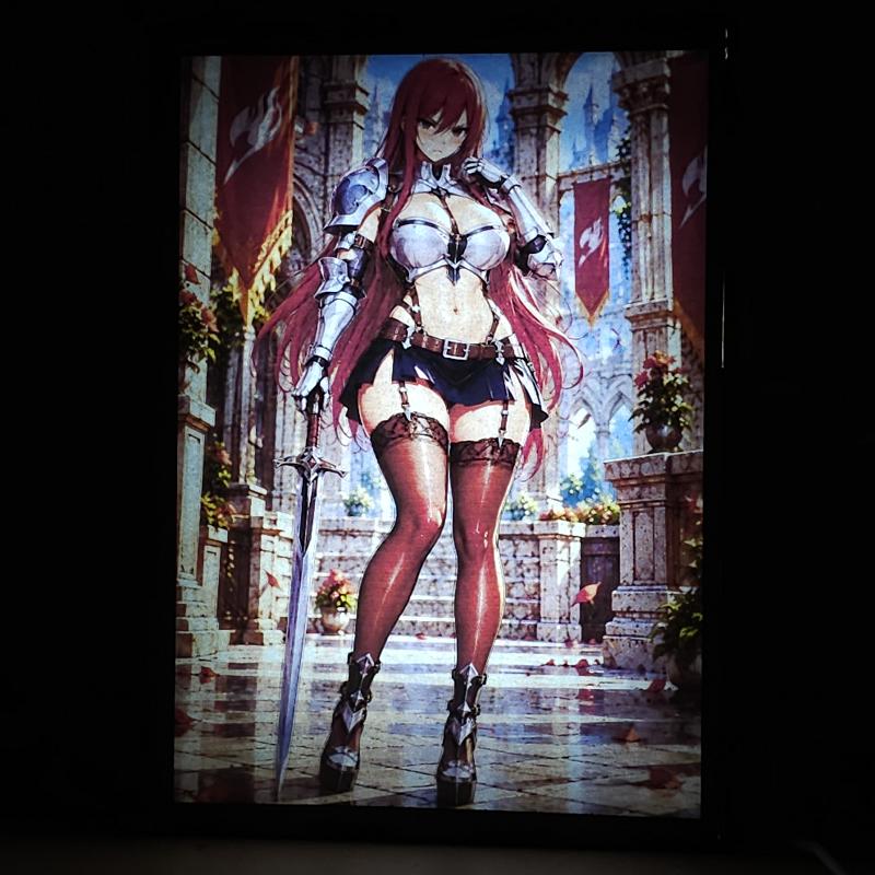 Lámpara LED Erza Scarlet Fairy Tail Armadura y Castillo - lámpara encendida