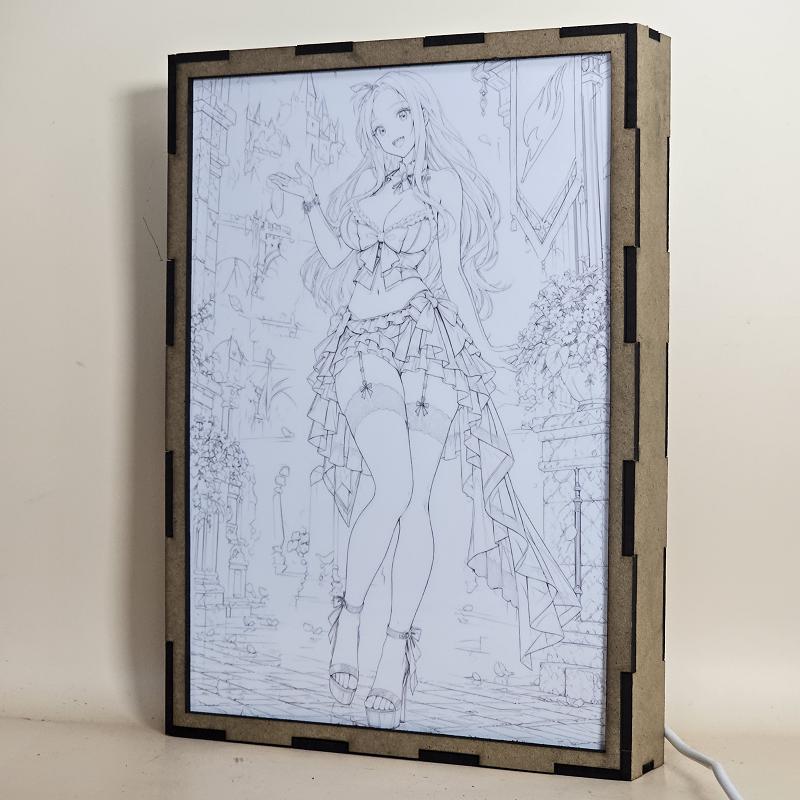 Lámpara LED Mirajane Strauss Fairy Tail – Vestido Rojo en Castillo - lámpara apagada