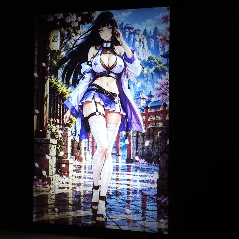 Lámpara LED Hinata Hyuga Naruto – Konoha en primavera - lámpara encendida