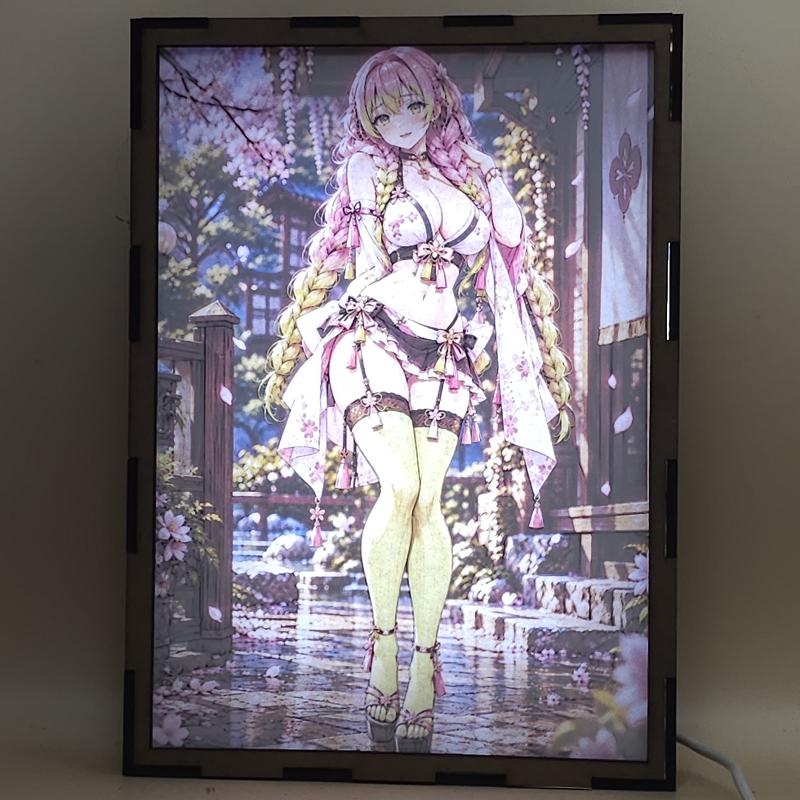 Lámpara LED Mitsuri Kanroji Demon Slayer – Jardín japonés - lámpara encendida con luz ambiente