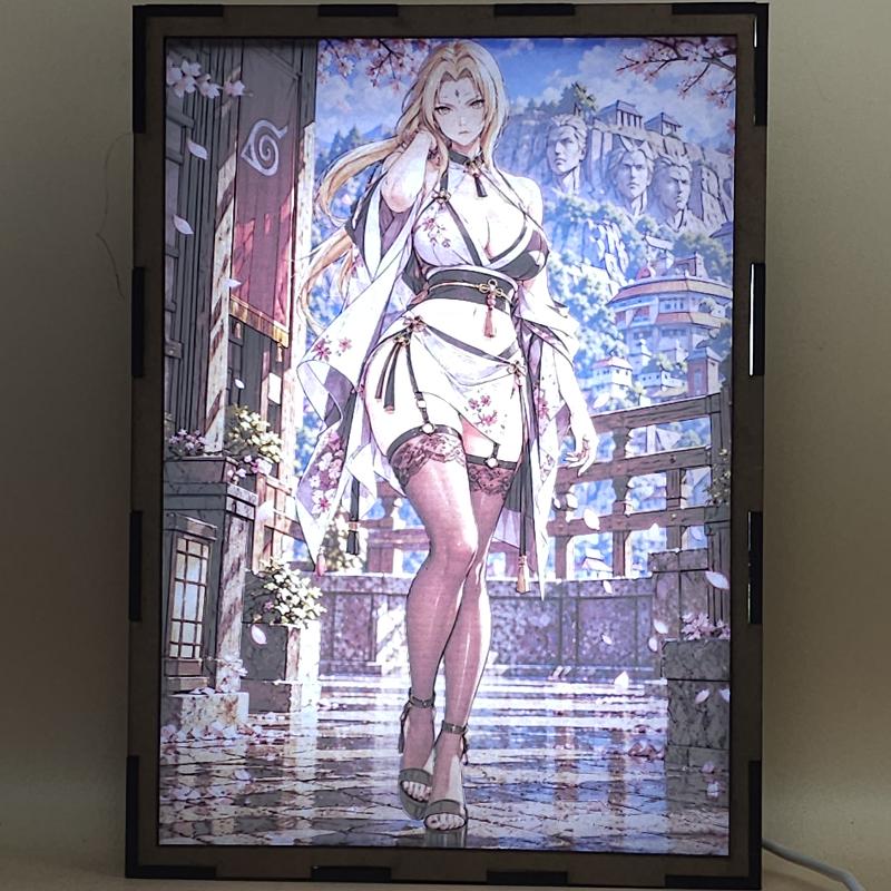 Lámpara LED Tsunade Naruto – Hokage y cerezos - lámpara encendida con luz ambiente