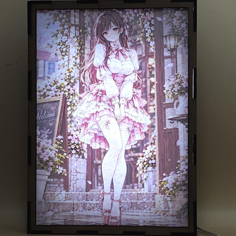 Lámpara LED Chizuru Ichinose - Rent-A-Girlfriend - Jardín Rosa - lámpara encendida con luz ambiente