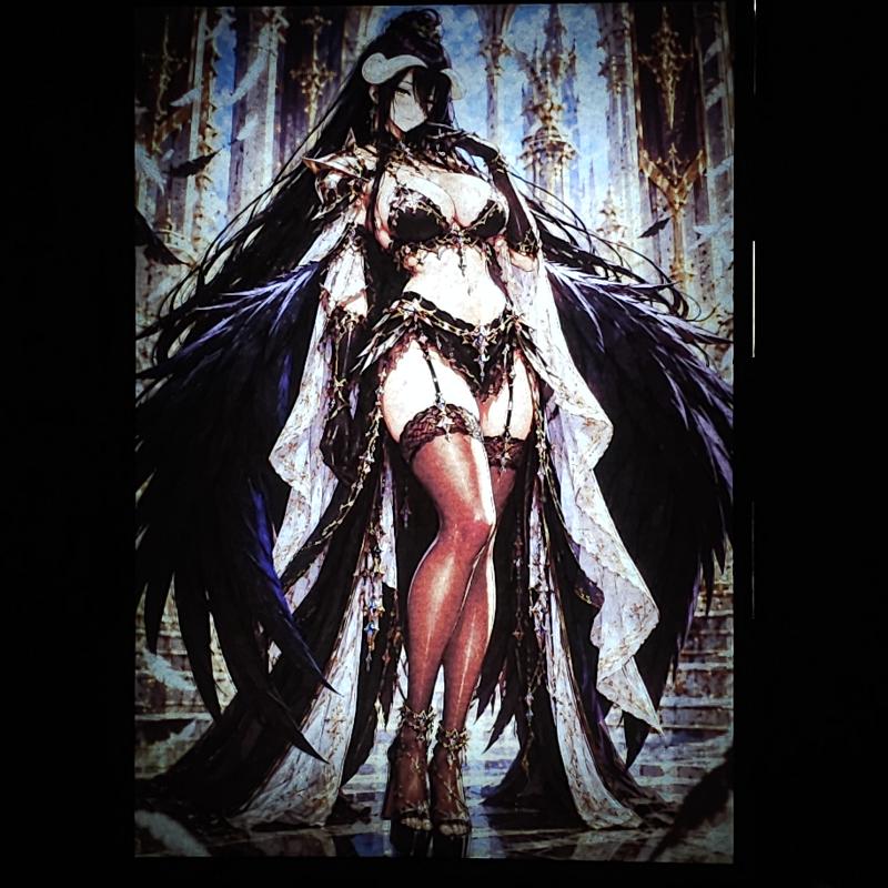 Lámpara LED Albedo - Overlord - Armadura negra y templo dorado - lámpara encendida