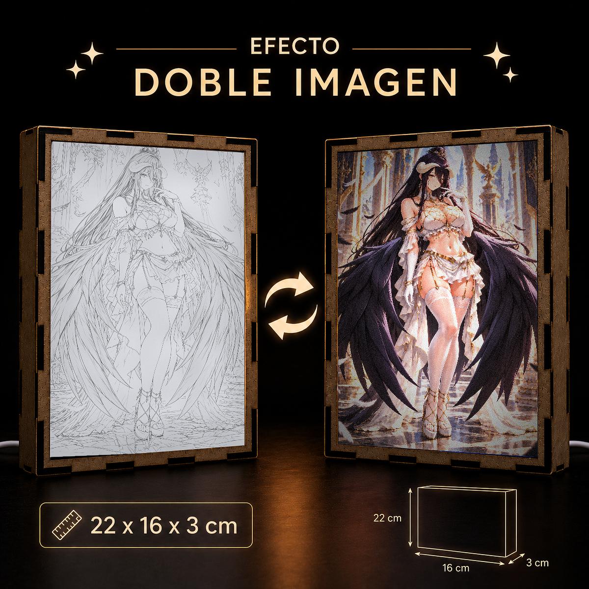 Lámpara LED Albedo - Overlord - Vestido blanco y alas negras - producto AnimeWaifu