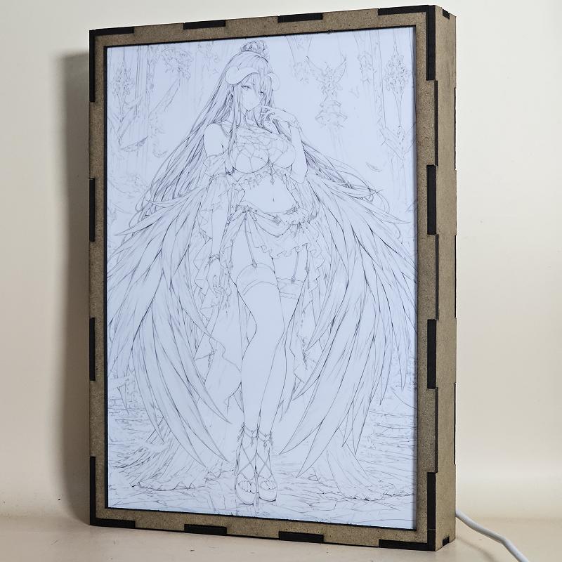 Lámpara LED Albedo - Overlord - Vestido blanco y alas negras - lámpara apagada