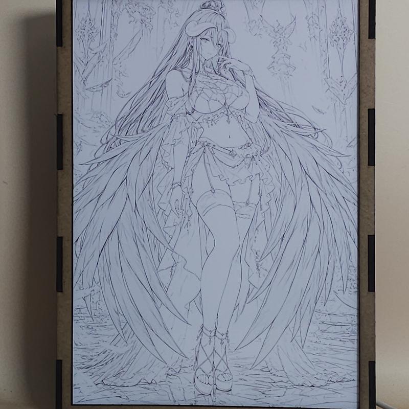 Lámpara LED Albedo - Overlord - Vestido blanco y alas negras - lámpara apagada