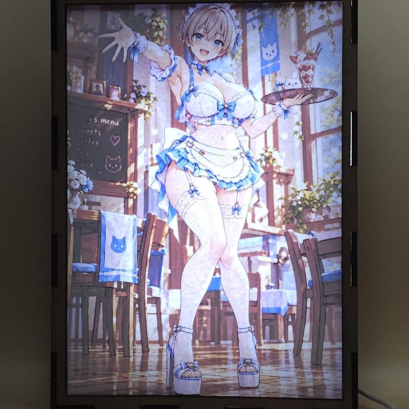 Lámpara LED Hana Uzaki – ¡Uzaki-chan quiere jugar! – Camarera de cafetería - lámpara encendida con luz ambiente