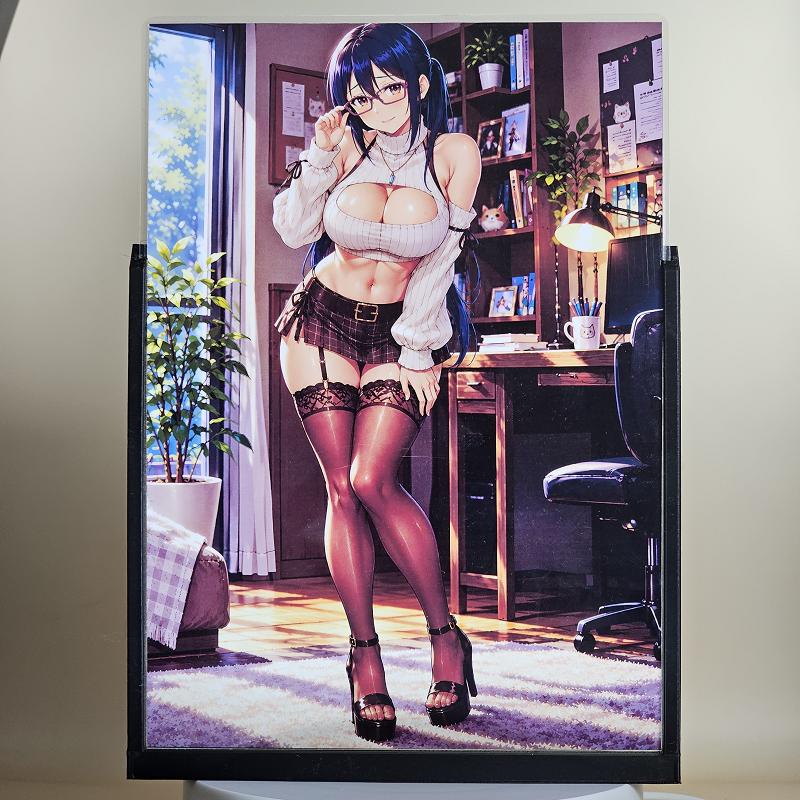 Expositor 3D Ami Asa – Uzaki-chan wa Asobitai! – Gafas y falda de cuadros - lámpara apagada