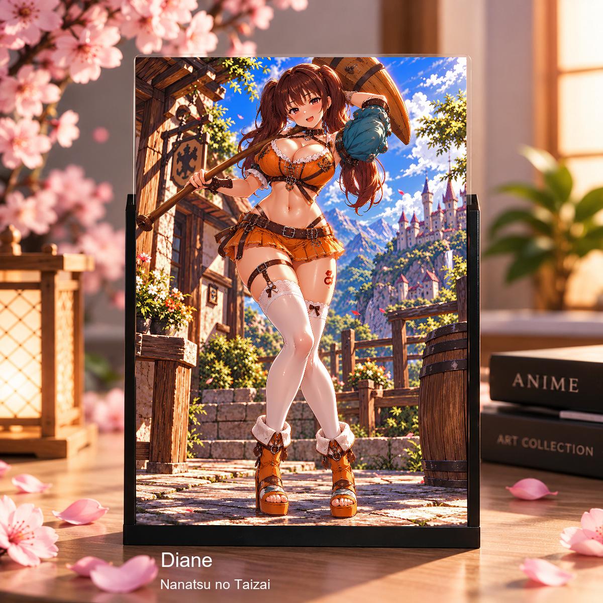 Expositor 3D Diane Nanatsu no Taizai - Martillo y vestido rojo - producto AnimeWaifu
