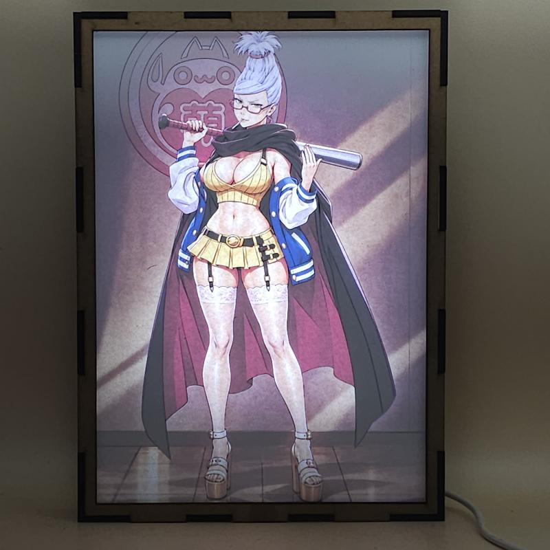 Lámpara LED Seiko Ayase - Dandadan - Bate y capa - lámpara encendida con luz ambiente