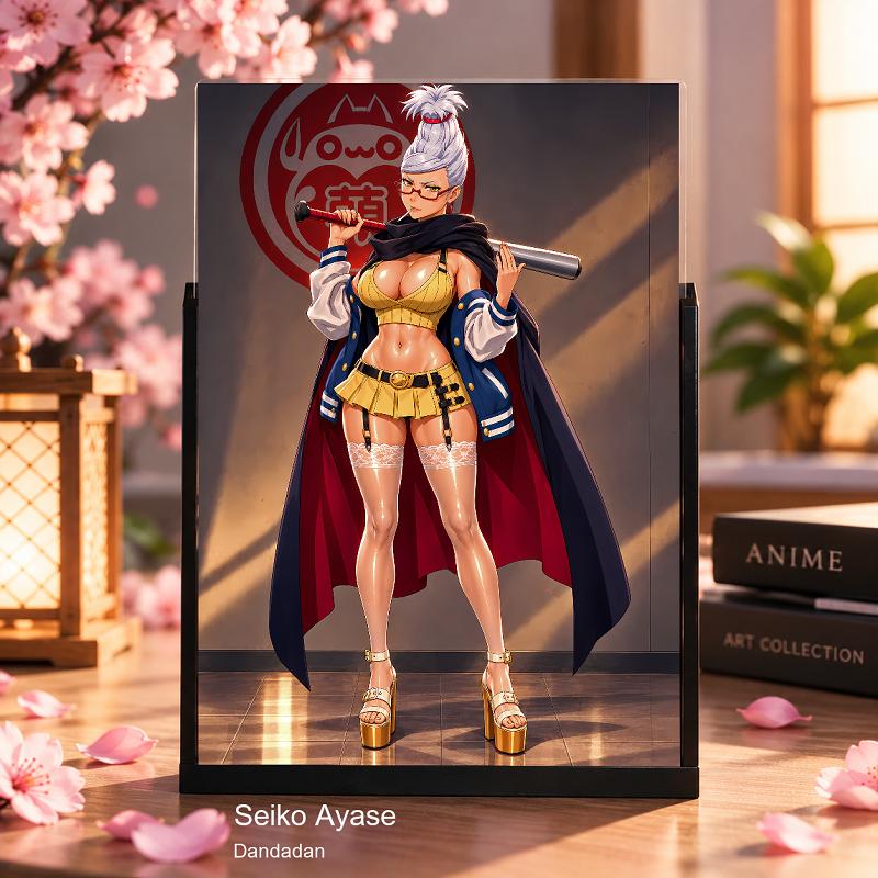 Expositor 3D Seiko Ayase Dandadan - Bate y chaqueta azul - producto AnimeWaifu