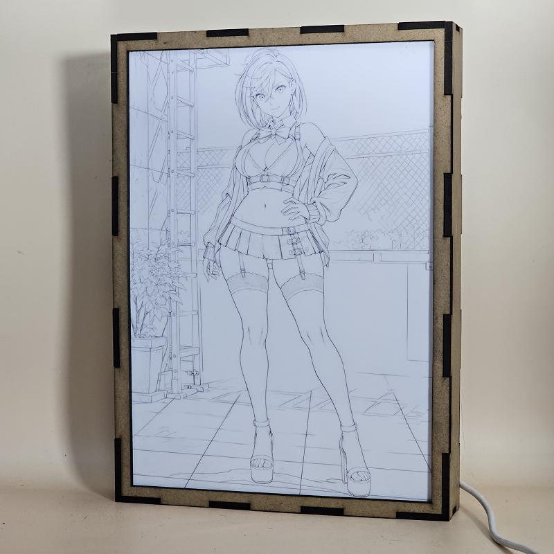 Lámpara LED Momo Ayase - Dandadan - Azotea y chaqueta rosa - lámpara apagada