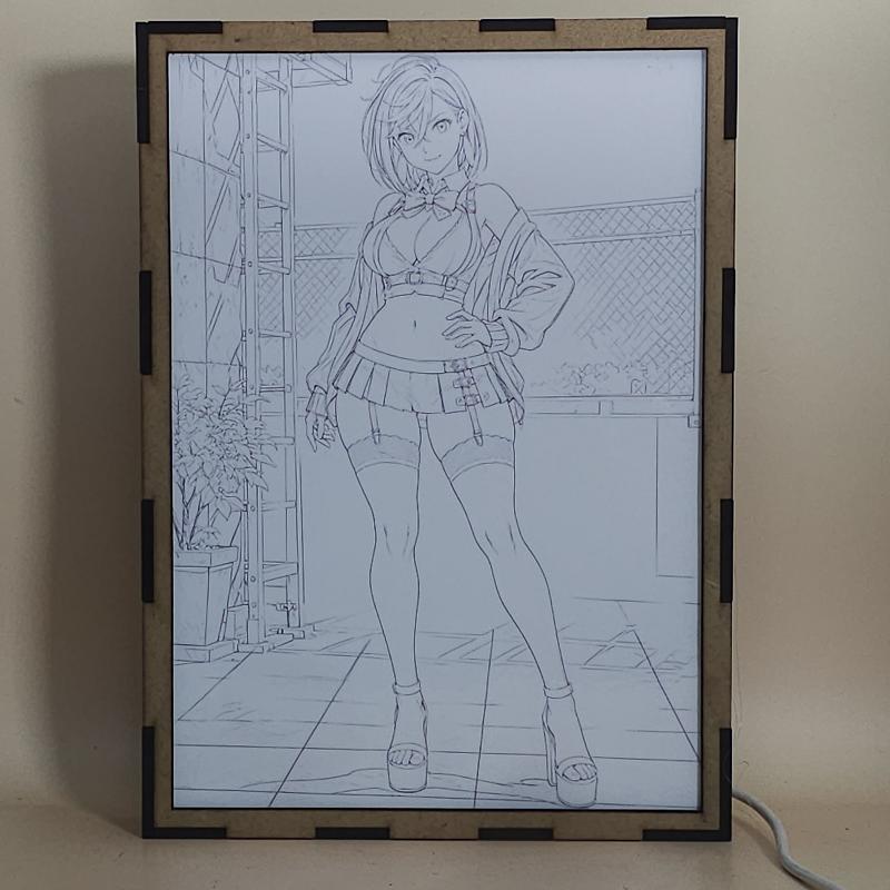 Lámpara LED Momo Ayase - Dandadan - Azotea y chaqueta rosa - lámpara apagada